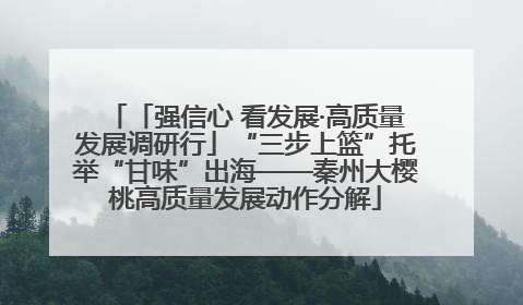 「强信心 看发展·高质量发展调研行」“三步上篮”托举“甘味”出海——秦州大樱桃高质量发展动作分解