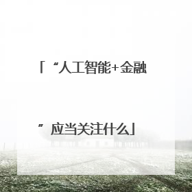 “人工智能+金融”应当关注什么