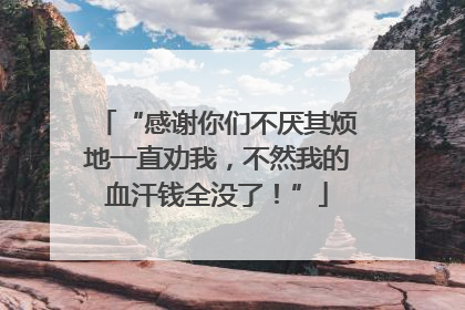 “感谢你们不厌其烦地一直劝我，不然我的血汗钱全没了！”