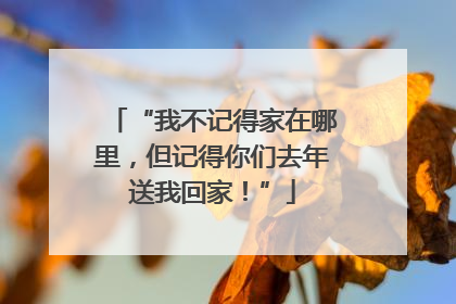 “我不记得家在哪里，但记得你们去年送我回家！”