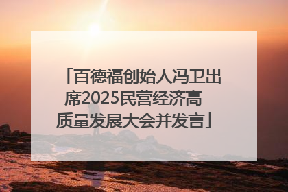 百德福创始人冯卫出席2025民营经济高质量发展大会并发言