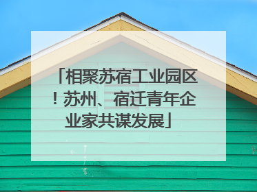 相聚苏宿工业园区！苏州、宿迁青年企业家共谋发展