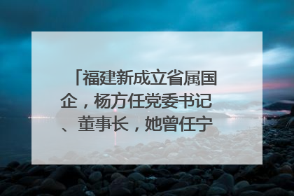 福建新成立省属国企，杨方任党委书记、董事长，她曾任宁德市委副书记｜张田怡已任县委副书记、县政府党组书记