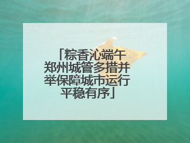 粽香沁端午 郑州城管多措并举保障城市运行平稳有序