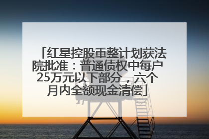 红星控股重整计划获法院批准：普通债权中每户25万元以下部分，六个月内全额现金清偿