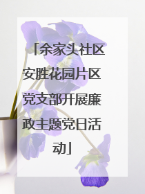余家头社区安胜花园片区党支部开展廉政主题党日活动