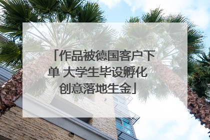 作品被德国客户下单 大学生毕设孵化创意落地生金