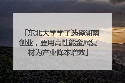 东北大学学子选择湖南创业，要用高性能金属复材为产业降本增效