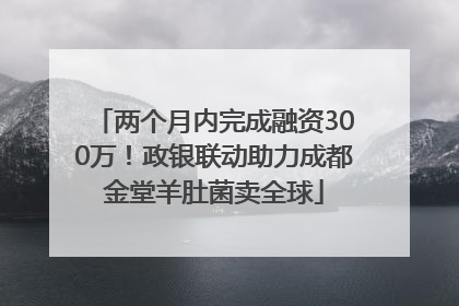 两个月内完成融资300万！政银联动助力成都金堂羊肚菌卖全球