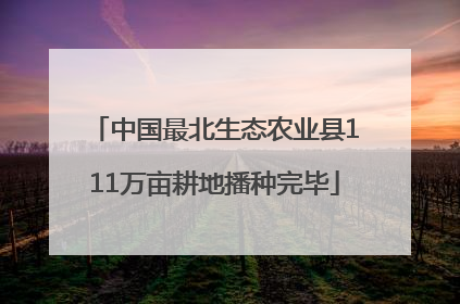 中国最北生态农业县111万亩耕地播种完毕