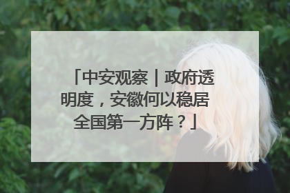 中安观察｜政府透明度，安徽何以稳居全国第一方阵？