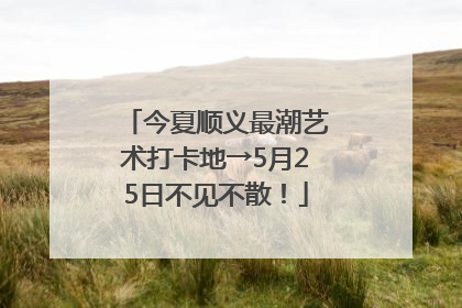 今夏顺义最潮艺术打卡地→5月25日不见不散！