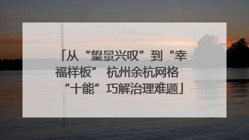 从“望景兴叹”到“幸福样板” 杭州余杭网格“十能”巧解治理难题