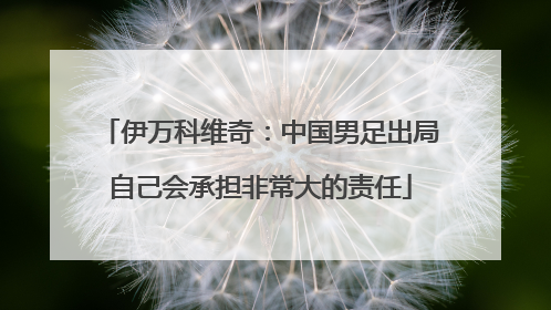 伊万科维奇：中国男足出局自己会承担非常大的责任