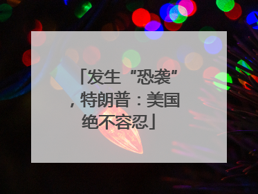 发生“恐袭”，特朗普：美国绝不容忍