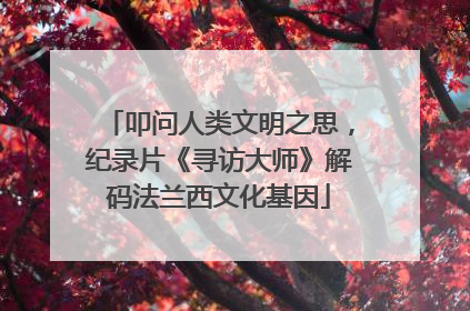 叩问人类文明之思，纪录片《寻访大师》解码法兰西文化基因