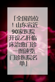全国首位！山东省近90家医院开设乙肝临床治愈门诊 一图速览门诊医院名单