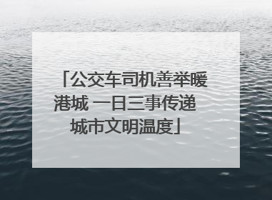 公交车司机善举暖港城 一日三事传递城市文明温度