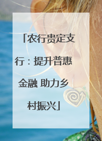 农行贵定支行：提升普惠金融 助力乡村振兴