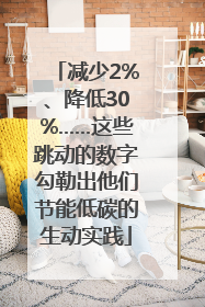 减少2%、降低30%……这些跳动的数字勾勒出他们节能低碳的生动实践