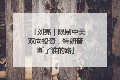 刘亮｜限制中美双向投资，特朗普断了谁的路