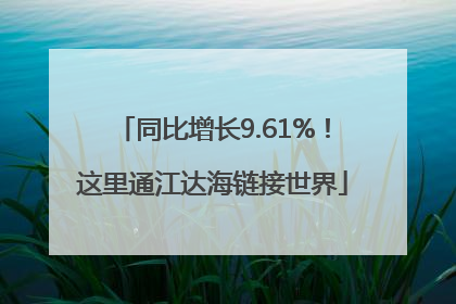 同比增长9.61%！这里通江达海链接世界
