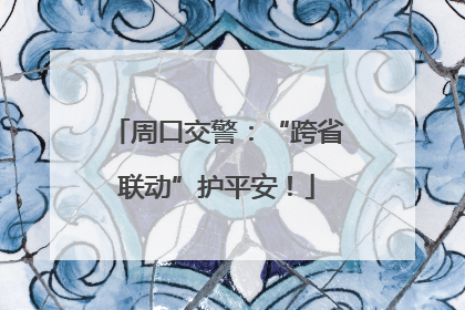 周口交警：“跨省联动”护平安！