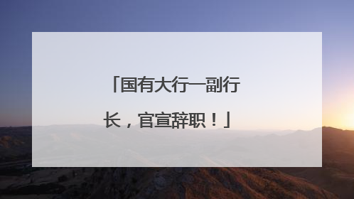国有大行一副行长，官宣辞职！