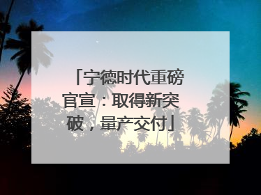 宁德时代重磅官宣：取得新突破，量产交付