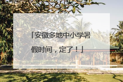 安徽多地中小学暑假时间，定了！