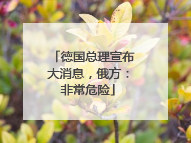 德国总理宣布大消息，俄方：非常危险