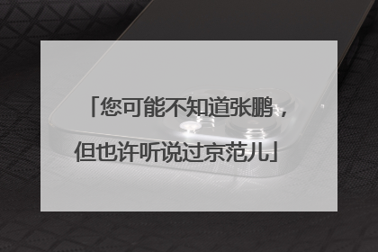 您可能不知道张鹏，但也许听说过京范儿