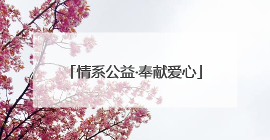 情系公益·奉献爱心