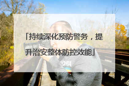 持续深化预防警务，提升治安整体防控效能