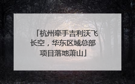 杭州牵手吉利沃飞长空，华东区域总部项目落地萧山