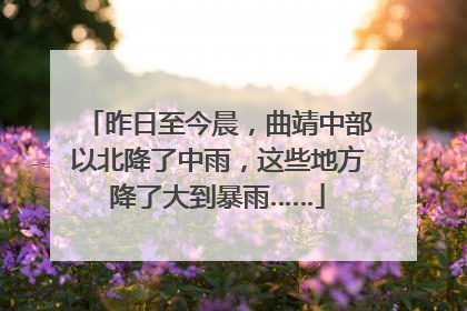 昨日至今晨，曲靖中部以北降了中雨，这些地方降了大到暴雨……