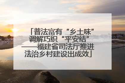 普法富有“乡土味” 调解巧织“平安结”——福建省司法厅推进法治乡村建设出成效