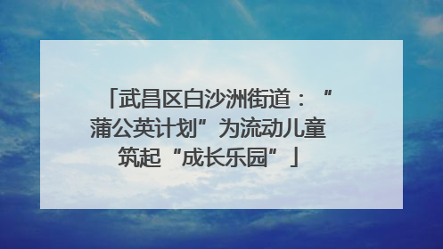 武昌区白沙洲街道：“蒲公英计划”为流动儿童筑起“成长乐园”