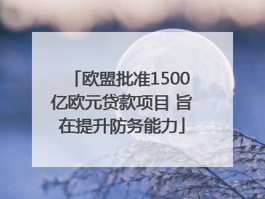 欧盟批准1500亿欧元贷款项目 旨在提升防务能力