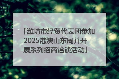 潍坊市经贸代表团参加2025港澳山东周并开展系列招商洽谈活动