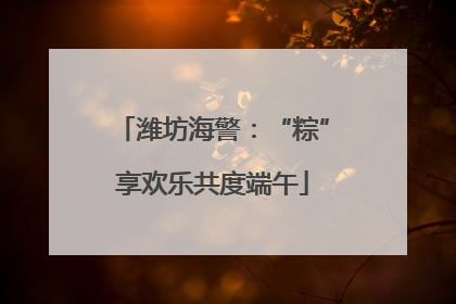 潍坊海警：“粽”享欢乐共度端午