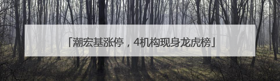 潮宏基涨停，4机构现身龙虎榜