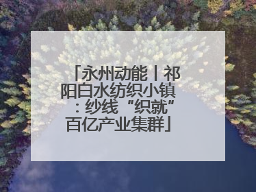 永州动能丨祁阳白水纺织小镇：纱线“织就”百亿产业集群
