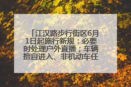 江汉路步行街区6月1日起施行新规：必要时处理户外直播；车辆擅自进入、非机动车任意停放的，依法处理