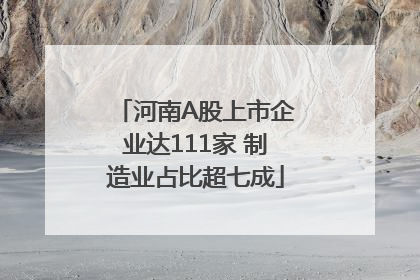 河南A股上市企业达111家 制造业占比超七成