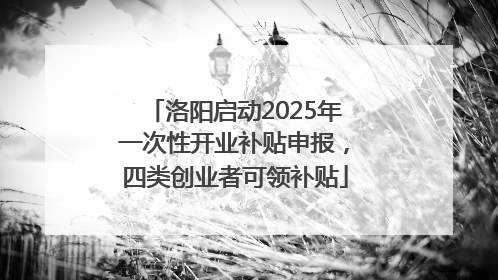 洛阳启动2025年一次性开业补贴申报，四类创业者可领补贴