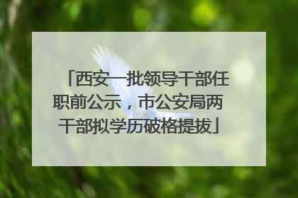 西安一批领导干部任职前公示，市公安局两干部拟学历破格提拔