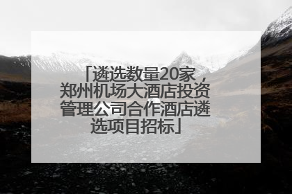 遴选数量20家，郑州机场大酒店投资管理公司合作酒店遴选项目招标