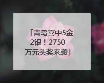 青岛喜中5金2银！2750万元头奖来袭