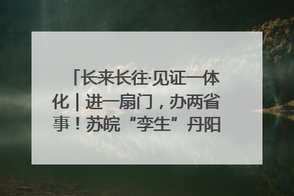 长来长往·见证一体化｜进一扇门，办两省事！苏皖“孪生”丹阳如何做到的？